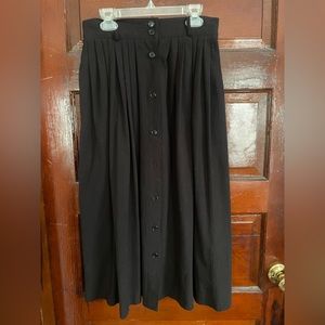 Black button down midi skirt